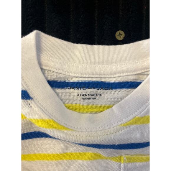 Janie and Jack Baby Boy Yellow/White Striped Pull-Over T-Shirt 3-6M NWOT - Picture 3 of 3